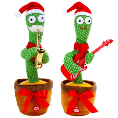 China Sing and Dance New Twist Talking Music LED Singing Cute Doll Clothes Toys Christmas Gift Lighting Up Dancing Cactus Plush Toy for sale