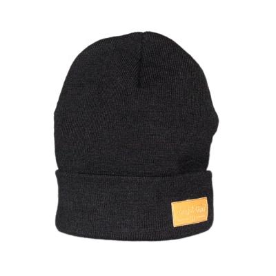 China JOINT Design Knit Custom Winter Acrylic Slouch Beanie With Woven Label for sale