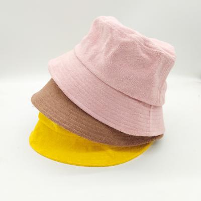 China White Logo Printed Fluffy Bucket French Custom Made Terry Cotton Towel Bucket Hats Character for sale