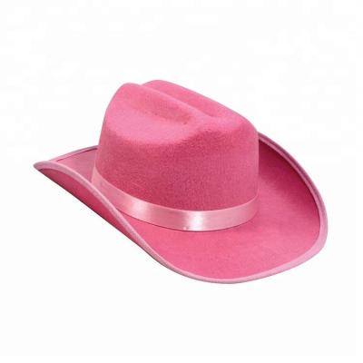 China Hot Selling Character Women Western Elastic Band Inside Pink Cowboy Hat for sale