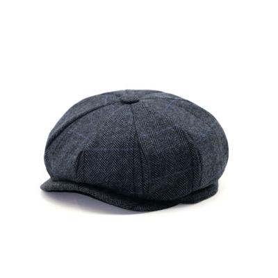 China French Character Style Hat Wool Winter Octagonal Ivy Hats Men Short Brim Beret for sale