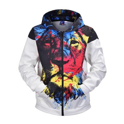 China Fashion Anti-pilling Hoodies Tops Custom Printing Pattern Zippered Men Sweatshirt for sale