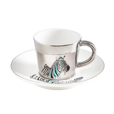 China Sustainable Design Manufacturers Fashion Coffee Tea Mirror Eco-Friendly Ceramic Cup And Saucer Set for sale