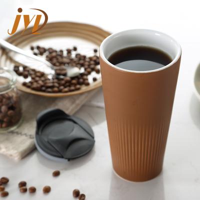 China Sustainable Ceramic Coffee Double Wall Water Mug Hot-selling Reusable Insulated Mug for sale