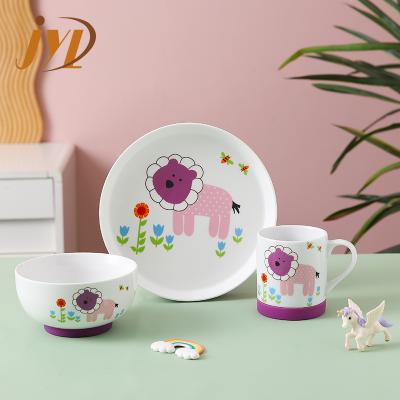 China Best Selling Eco-friendly Ceramic Kids Dinnerware Bowl And Dish Set For Toddler Boy Girl for sale