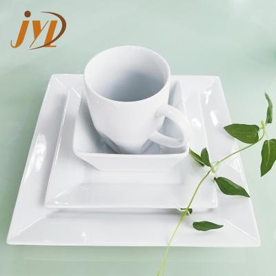 China Wholesale China Sustainable Supply Simple White Ceramic Dishes Bowls Sets Dinnerware Dinnerware Porcelain for sale