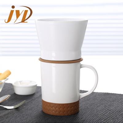 China Ceramic Quality Sustainable Porcelain Pour-over Spout Drip Coffee With Cup for sale