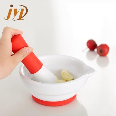 China Viable Most Popular Large Porcelain Garlic Mortar Pestle Grinding Set With Silicone Base for sale