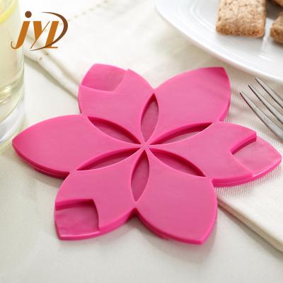 China Viable Flower Shape Colorful Heat Resistant Silicone Tray Mats Coaster Cup Holder For Promotion for sale