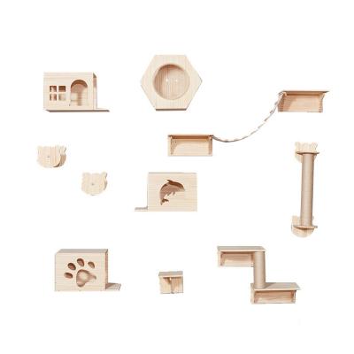 China 2020 Sustainable Cat Wall Furniture With Multiple Functions And Accessories Houses Wholesale Cat Scratcher Wooden Cat Toys Climbing for sale