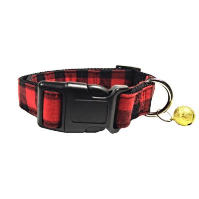 China Custom Classic Quick Release Cat Collar Pet, Custom Design To Model Lovely Dog Tartan Collar With Bell for sale