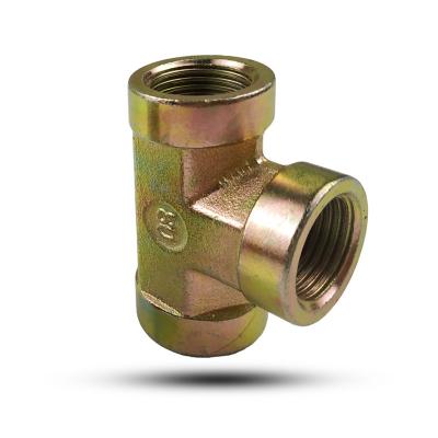 China Mechanical Link 1/4 1/8 3/8 1/2 High Pressure 3/4 1 Oil Internal Direct Cylinder Hydraulic Pipe Tee Thread Connector for sale