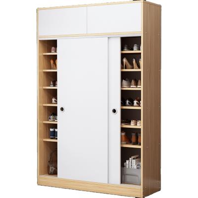 China Large Adjustable Storage Sliding Door Wooden Shoes (Others) Rack Box Storage Cabinet Modern Design for sale