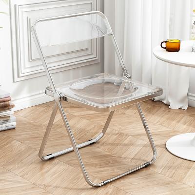 China Contemporary High Quality Lucite Folding Leisure Ergonomic Transparent Acrylic Chair Folded Portable Chair For Hotel Restaurant for sale