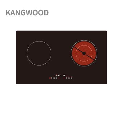 China Heating Power Saving 4200W Black Glass Double Burner Built In Combo Induction Hob for sale