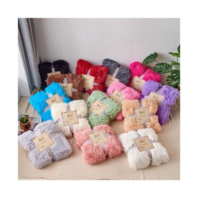 China 100% Polyester Good Price Luxury Plush Winter Wearable Fashion Shaggy Mink Fluffy Blanket for sale