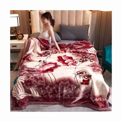 China Durable Long Life High Quality Thick Soft Nets Brushed To Shear Flannel Cloth Covering Flowers Printed Throw Blankets for sale