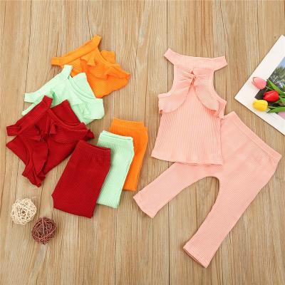 China 2021 New Sale Girls' Exclusive Round Neck Suit Stripe Submerged Leather Vest Europe and America Mirror Cross Baby Backless 4 Colors for sale