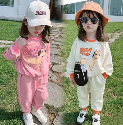 China 2021 autumn casual children's suit women's letters casual children's clothing baby two-piece clothes fashionable for sale