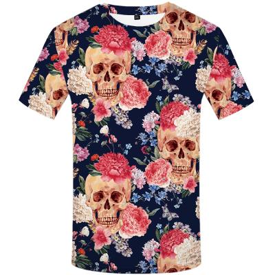 China Skeleton Skull Anti-Shrink T-shirt T-Shirts Flower Hip Hop Funny Men's T-shirt 3d T-shirt Clothing Porcelain Skull for sale