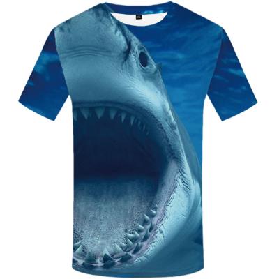 China Viable Popular Men's Shark 3D Digital Printing Animal Collar Casual Short Sleeve T-shirt Men's Clothing for sale