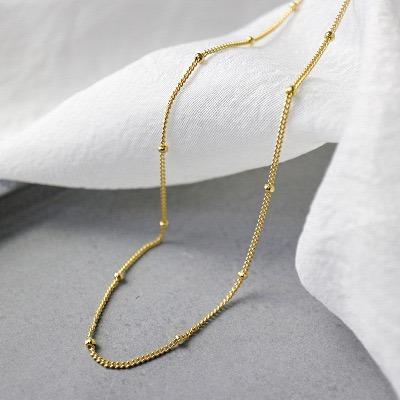 China Trendy Jewelry 925 Sterling Silver Small Pearl Ball Necklace Gold Plated Short Clavicle Chains Necklace For Women for sale