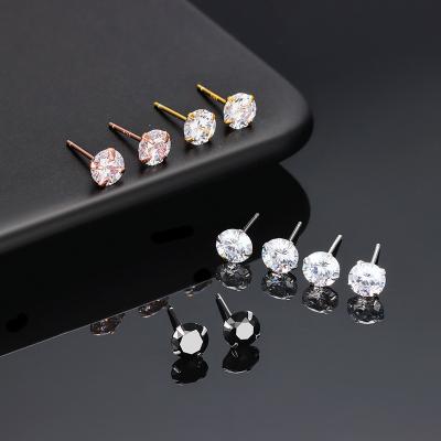 China Custom 925 Silver Stud Earring Jewelry 18k Zircon Gold Plated TRENDY Women's Diamond Silver Earrings Custom Jewelry Gift Jewelry for sale