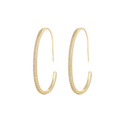 China Fashion Hoop Earrings Women's Circle Earrings 925 Sterling Silver Gold Plated C Shape Stud Earrings Women Big for sale