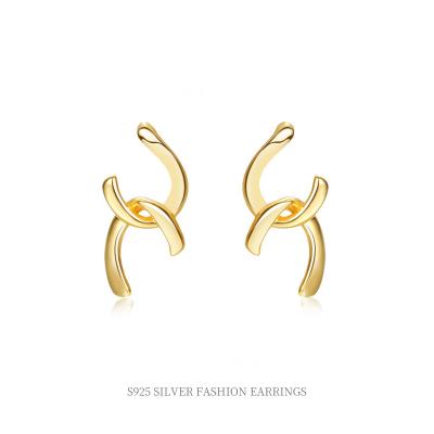 China TRENDY Fashion Minimalist Earrings 18k Gold Plated Geometric Stud Earring 925 Sterling Silver Jewelry For Women for sale