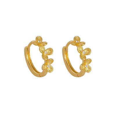 China Trendy Fashion Jewelry Women's Flower Earrings 925 Sterling Silver Gold Plated Circle Earrings 925 Silver Luxury Jewelry for sale