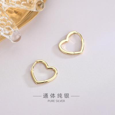 China Trendy Fashion Jewelry 925 Sterling Silver Heart Earrings Women Luxury Gold Plated Circle Earrings 925 Silver Jewelry for sale