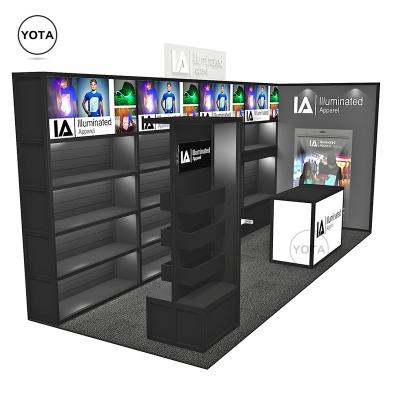 China Unique Design 3x6 Yes 10x20 Backlit Shelves Creative Corner Trade Show Booth for sale