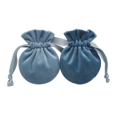 China 100% Eco-Friendly Round Bottom Shaped String Pouch Custom Logos Printed Jewelry Velvet Drawstring Bag for sale