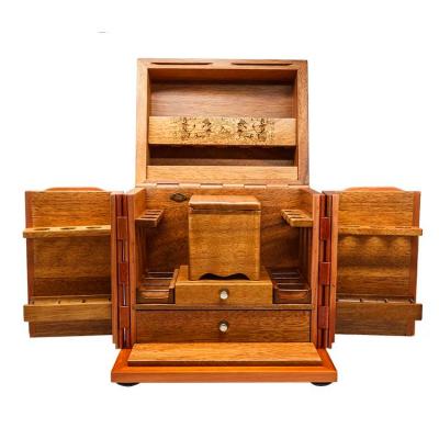 China Eco-friendly Custom High Glossy Solid Wooden Walnut Rose Pipe Display Cabinet Luxury Box For Pipe Storage for sale