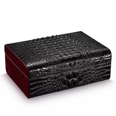 China High Glossy Leather Eco-Friendly Cedar Wooden Cabinet Handmade PU Cigar Humidor Box for sale