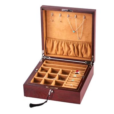 China Eco-Friendly Collins High Glossy Wooden Jewelry Custom Box Velvet Luxury Treasure Ornaments Box for sale