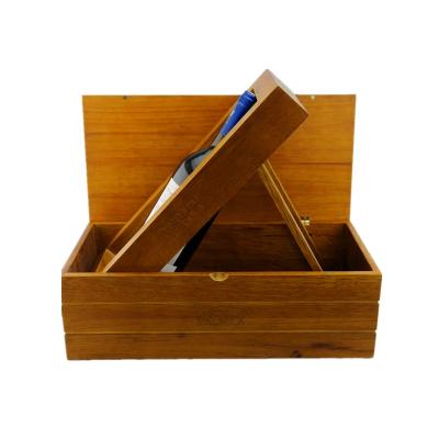 China Recyclable Custom Solid Wooden Wine Whiskey Packaging Box For 1 Bottles Wine Storage Case for sale