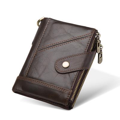 China High quality custom cowhide rfid genuine leather wallet fashion trendy men's leather wallet for sale