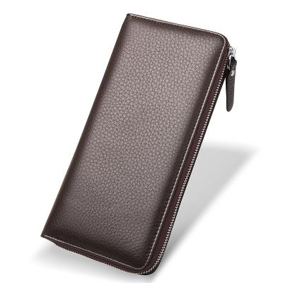 China Fashion Genuine Leather Wholesale High Quality Convenient Whip Long Leather Men's Large Capacity Fashion Wallet for sale