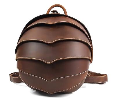 China Retro beetle casual creative shape personality school bag backpack anti-theft genuine leather unisex round shoulder bag for sale