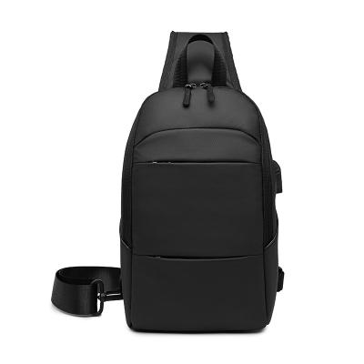 China Large Capacity Usb Outdoor Usual Hole Earphone Shoulder Sling Front Cross Body Custom Left Chest Bag Custom Made Sports Men Bag for sale