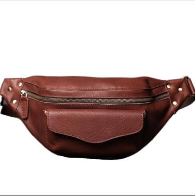 China Black Coffee Fashion Casual Men's Women's Large Capacity Leather Shoulder Messenger Cell Phone Bags Waist Trunk Bags for sale