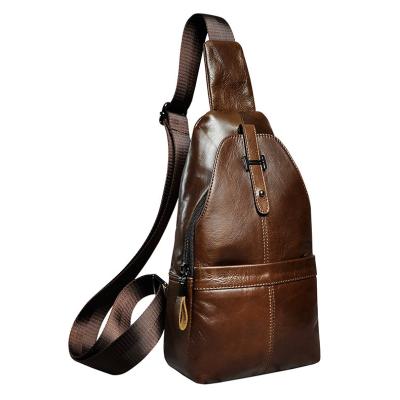 China Retro Fashion Men's Fashion Leather Triangle Design Sling Shoulder Bag Casual Cross - Body Daypack Trunk Bags for sale