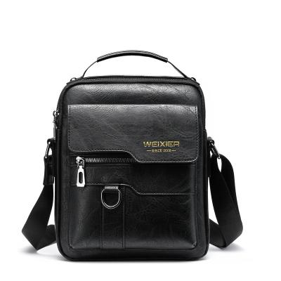 China Large Capacity Waterproof Men's Business PU Leather Messenger Handbag Casual Outdoor Sports Shoulder Bag Portable Backpack for sale