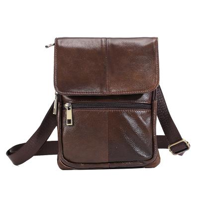 China Genuine Leather Mens GENUINE LEATHER Men's Small Briefcase Zipper Flap Cross - Body Bag Handbags Messenger Single Shoulder Bags for sale