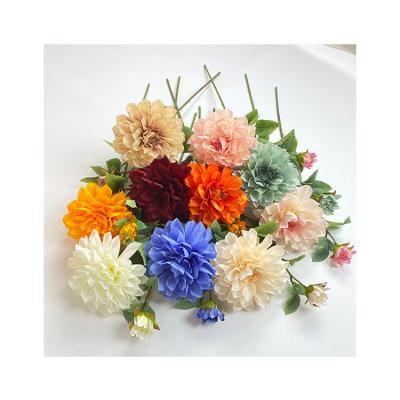 China Multicolor Silkflower Dahlias Wedding Artificial Silk Flower Silk Dahlia for sale