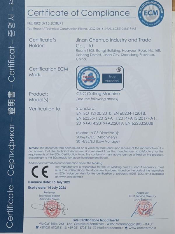 CE - Jinan Chentuo Industry And Trade Co., Ltd.