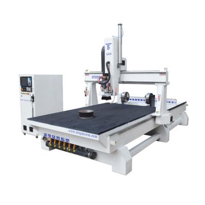 China Building Material Shops Factory Price Supply 4X8 FT 4axis 5axis Swing Head 3D CNC Router 5axis Wood Cnc Router 1325 for sale