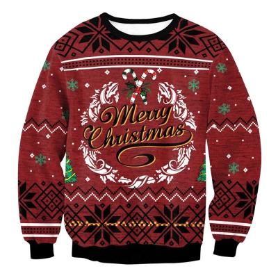 China 2021 Custom Anti-wrinkle Dropshipping Holiday Winter Long Sleeve Cartoon Men Knitted Acrylic Sweater Men's Christmas Sweatshirts for sale