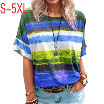 China Anti-wrinkle 2021 new summer clothing styles top full printed oversized casual T-shirt luxury graphic T-shirt women for sale